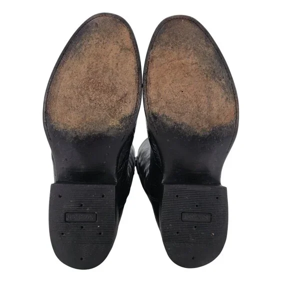 Luskey's Ryon's Mens size 9.5D Black Ostrich Exotic Leather Cowboy Western Boots - Picture 6 of 16